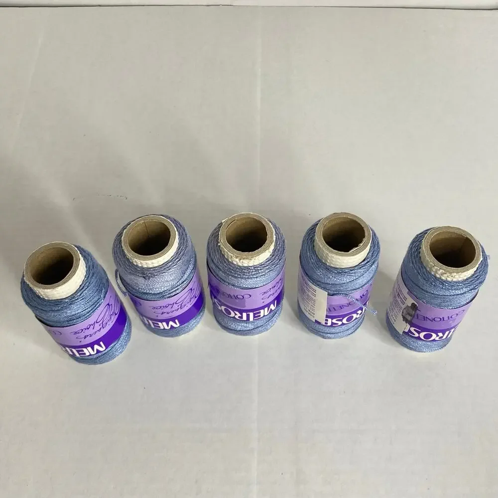 Melrose Cottonette Yarn Spool Lot of 5 Blue Cotton Rayon Vintage Discontinued